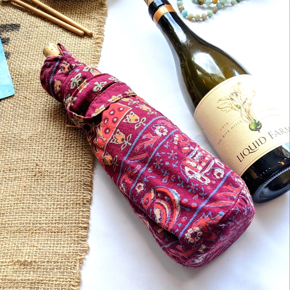 Bohemian single bottle wine tote